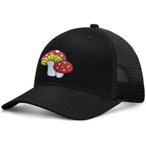 Mushroom trucker hat embroidered snapback baseball cap vintage country style uni